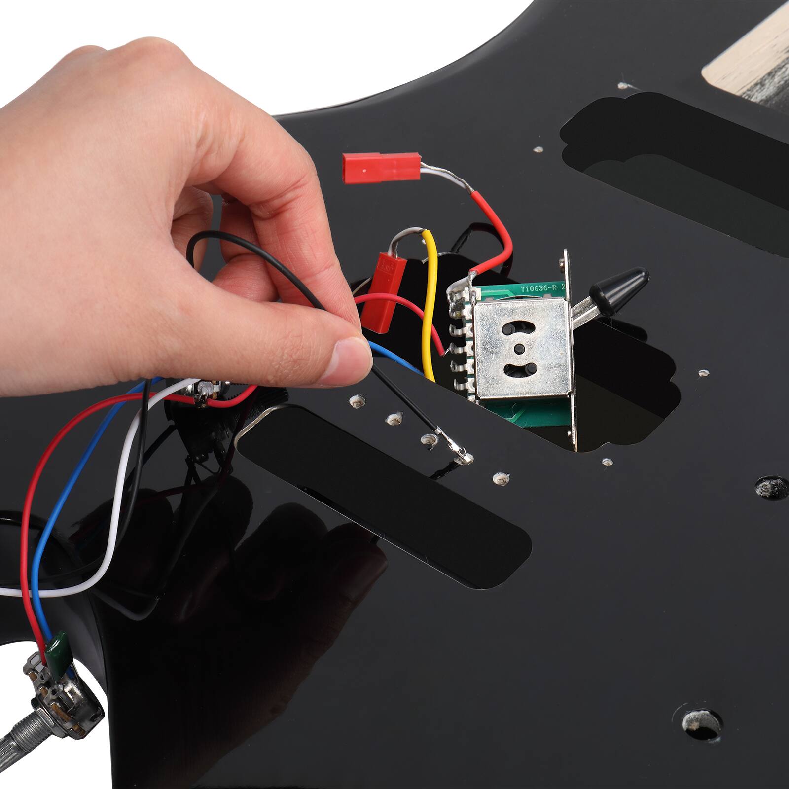 Angle. Winado - DIY 6 String Guitar with Mahogany Body, Ebony Fingerboard and Maple Neck, All Components,Build Your Own Electric Guitar.