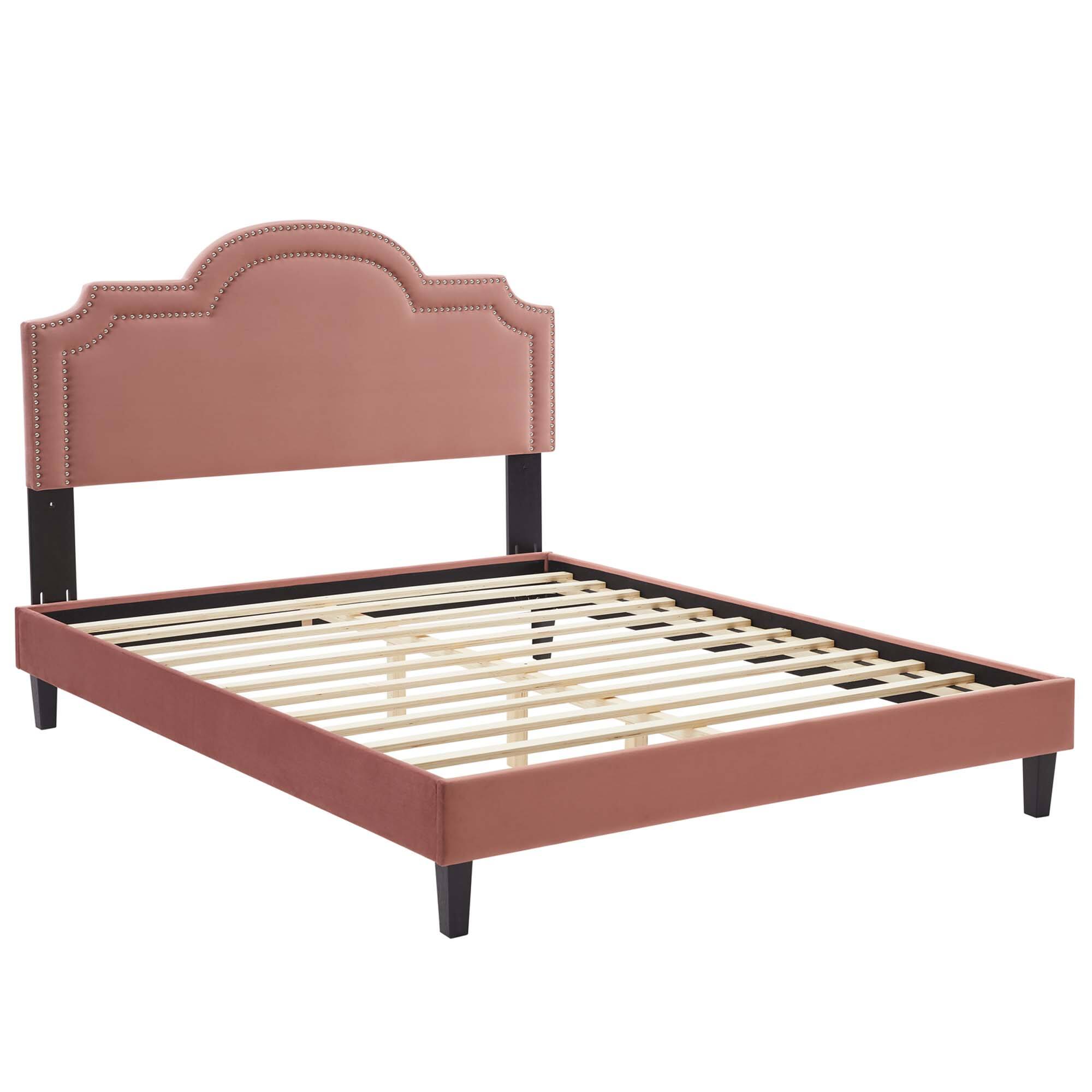 Back. Modway - Soleil Performance Velvet King Bed - Gray.