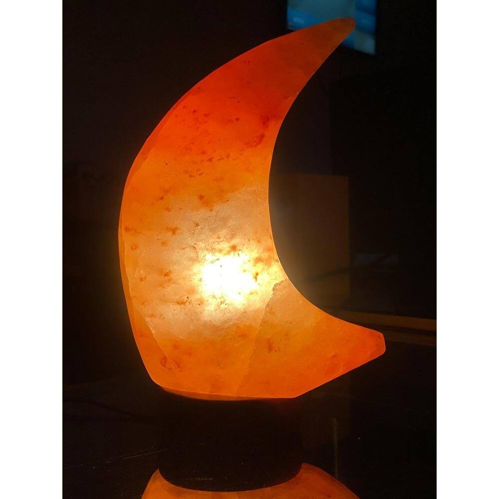 Alt View 1. MOSZAR LLC - HL Himalayan Pink Salt Moon Lamp, Wooden Base, Dimmer Switch, 15W Bulbs.