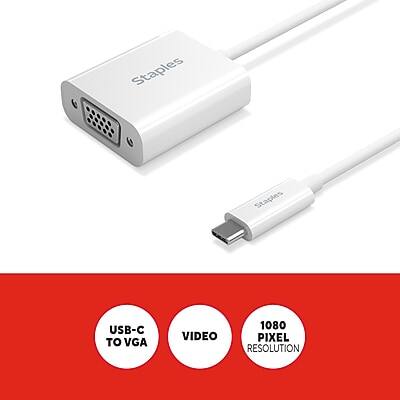 Staples USB-C to VGA Video Adapter  
1080 Pixel Resolution