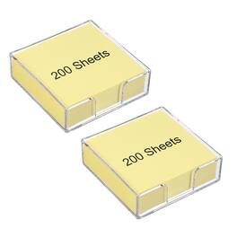 Unique Bargains - 3x3 Inch 2pcs Sticky Note Holder with 200 Sheets Self-Stick Memo Pad Dispenser Office Desk Organizer for Home Office - Yellow