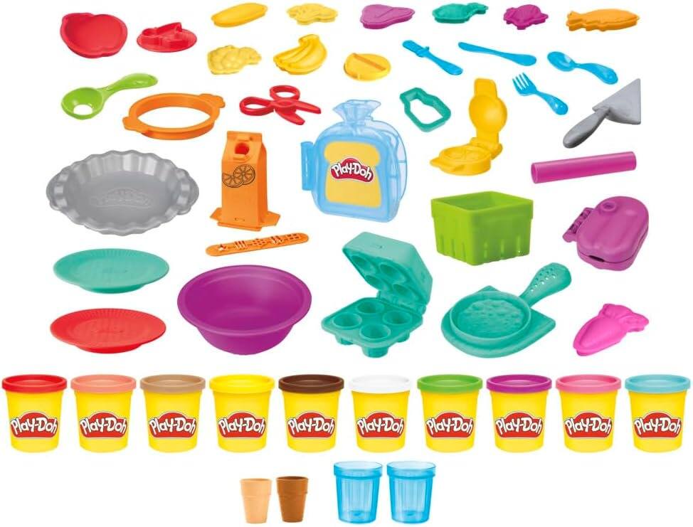 Play Doh Fridge Fun Playset with 38 Kitchen Tools, 10 Large 3 oz ...