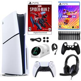 PS5 Spider Man 2 Console with NBA 2K24 Game and Accessories Kit - PlayStation 5