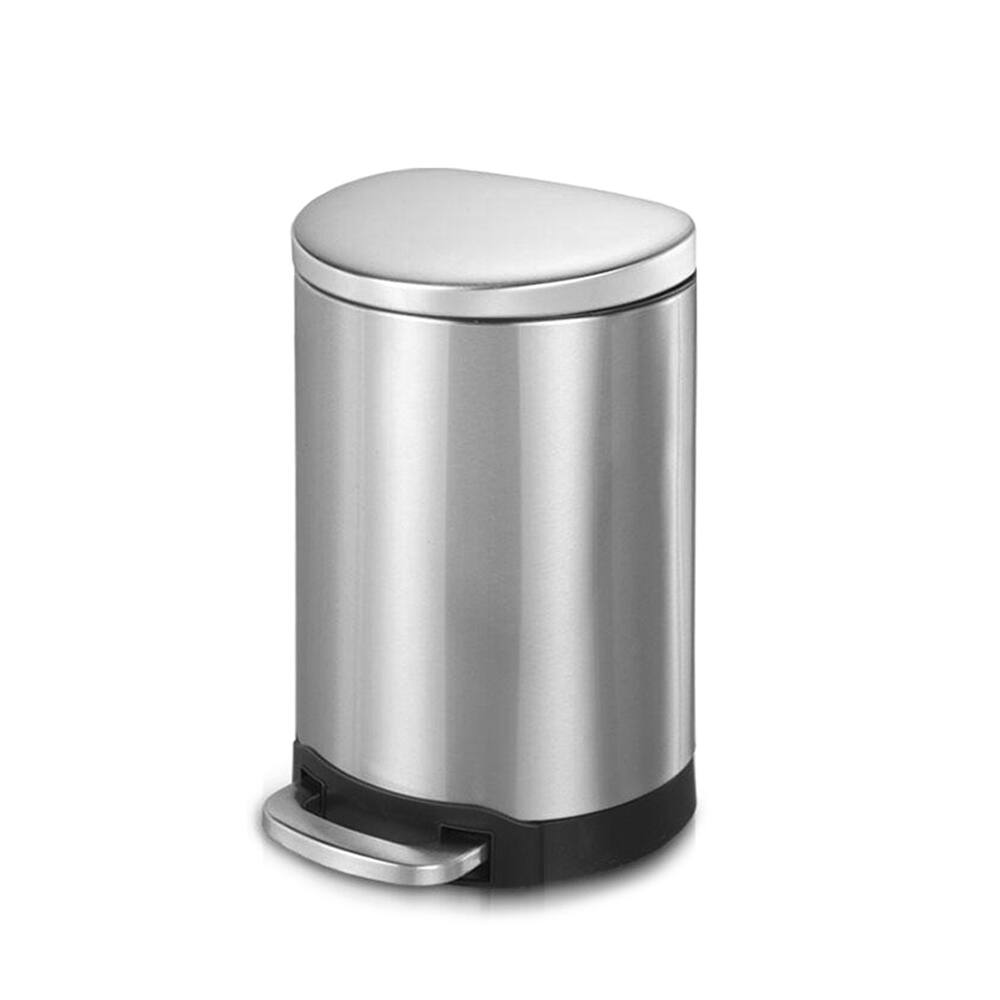Front. Innovaze - 3.2 Gal./12 Liter Stainless Steel Semi-round Step-on Trash Can for Bathroom and Office - Sliver.