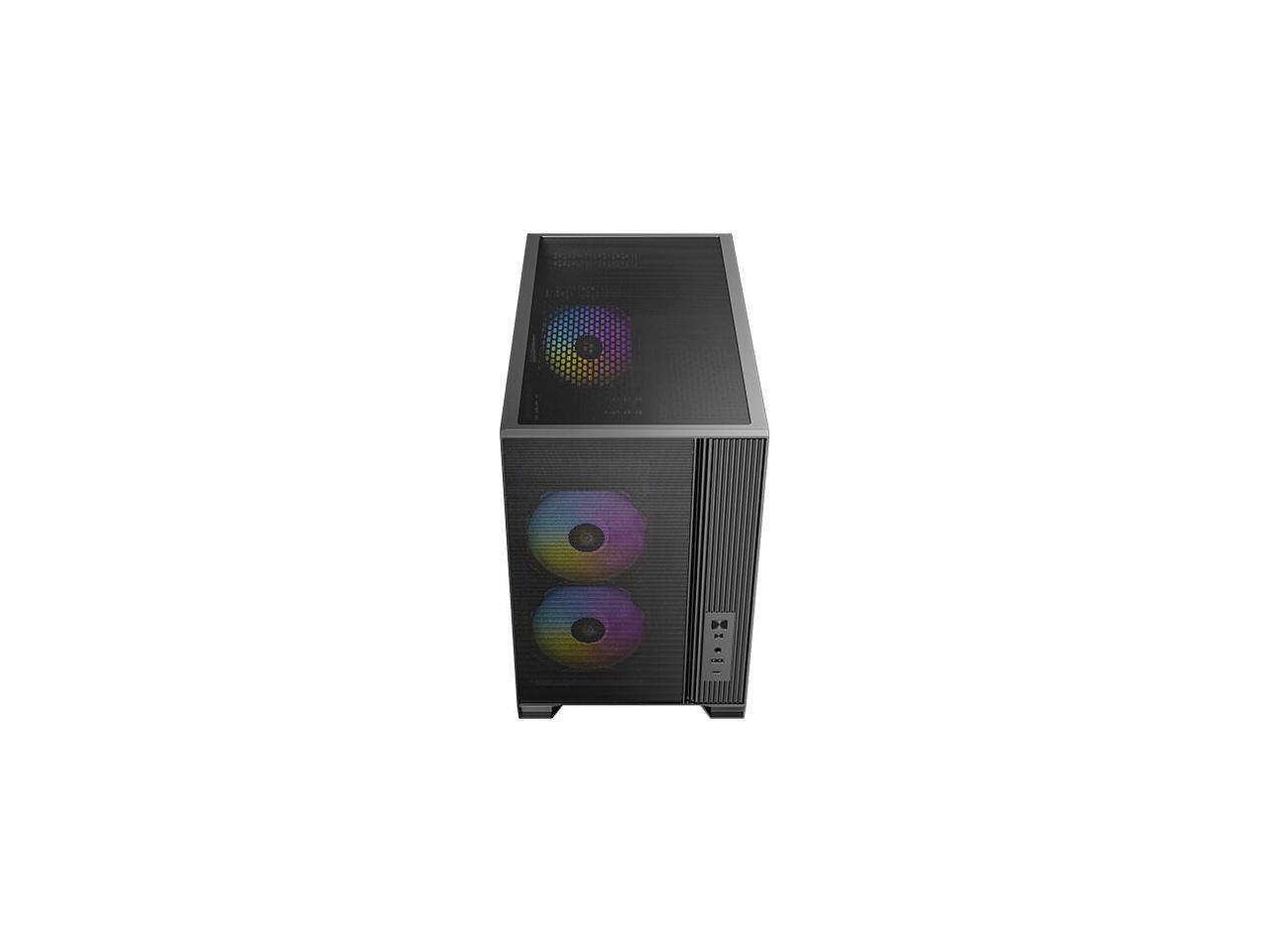 Alt View 8. Antec - FLUX M 3mm Tempered Glass Side Panel Micro-ATX Case, 6 x 120 Fans Included - Black.