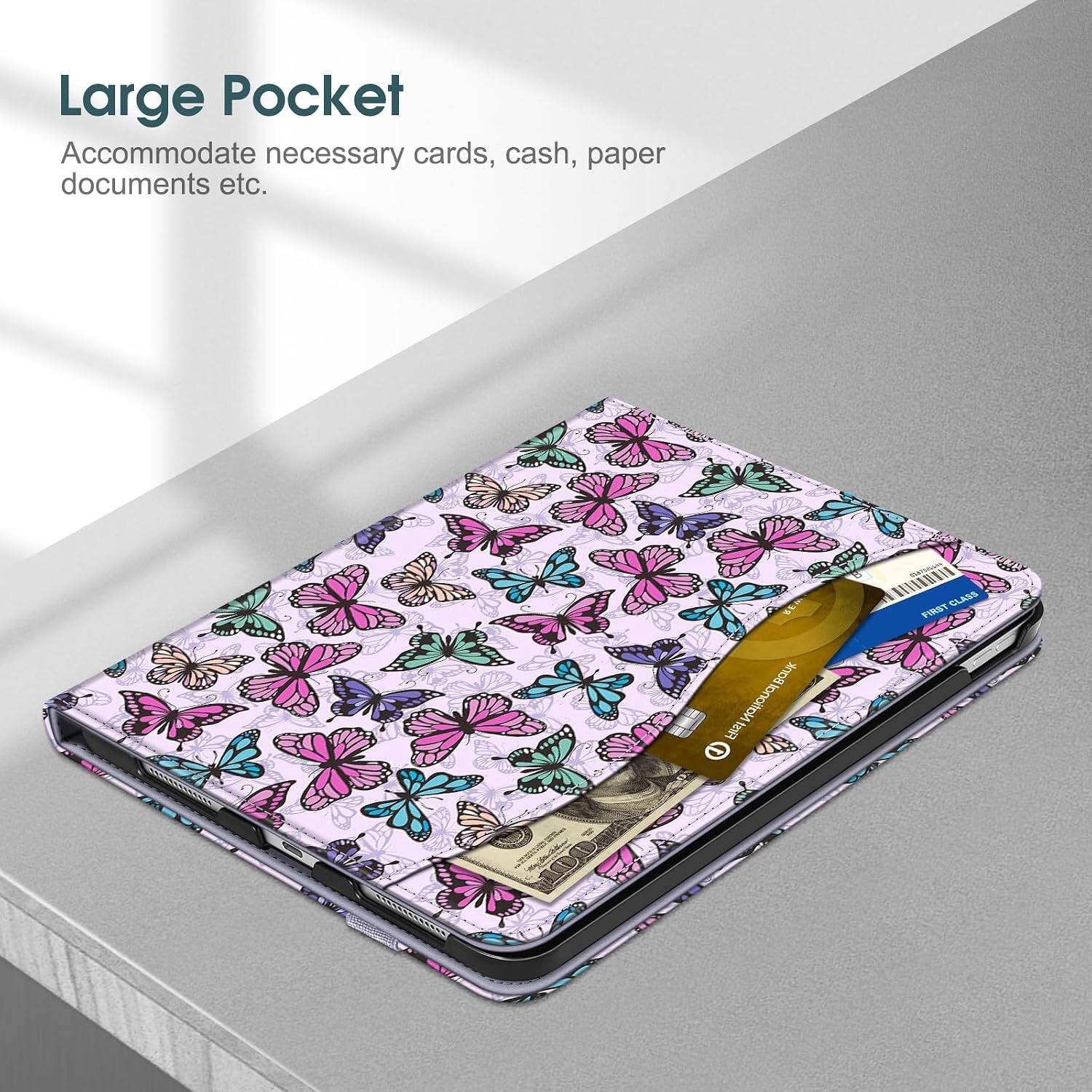 Large Pocket  
Accommodate necessary cards, cash, paper documents etc.