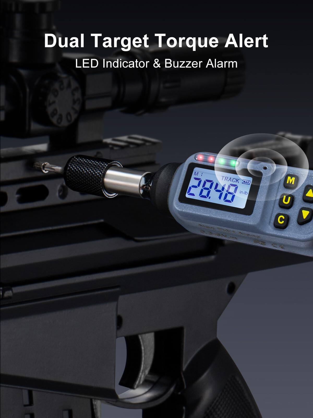 Dual Target Torque Alert  
LED Indicator & Buzzer Alarm  

28.48 in-lb