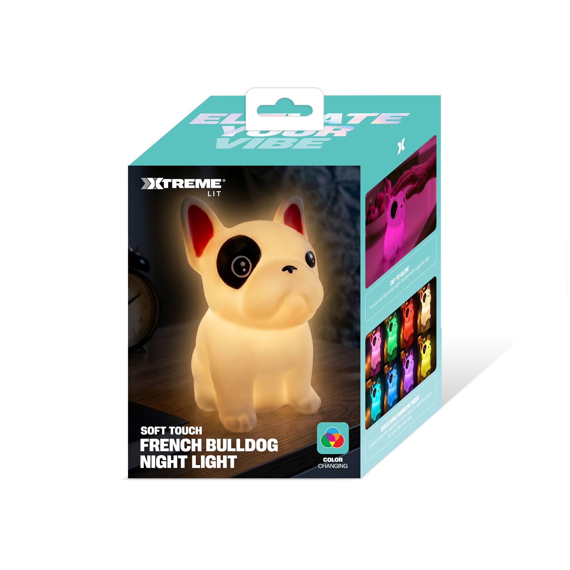 E L O A T E Y O U R V I B E + X T R E M E L I T

SOFT TOUCH FRENCH BULLDOG NIGHT LIGHT COLOR CHANGING