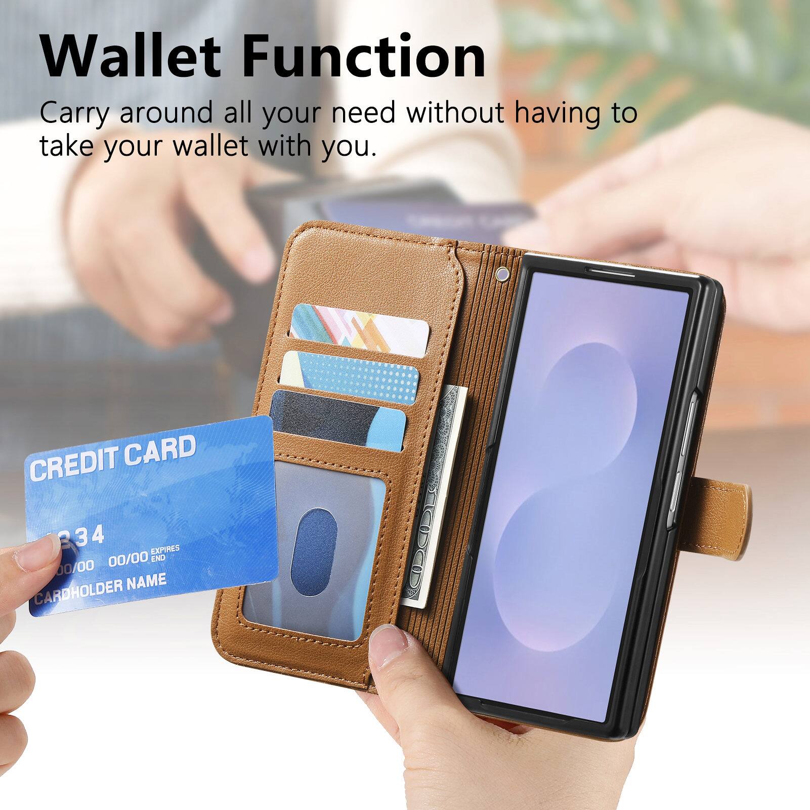 Wallet Function  
Carry around all your need without having to take your wallet with you.  

CREDIT CARD  
334  
EXPIRES 00/00  
END 00/00  
CARDHOLDER NAME