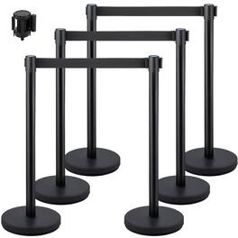 VEVOR - Crowd Control Stanchions, 6-Pack Crowd Control Barriers with 3PCS 6.5FT Retractable Belt, Stanchion Posts Queue Pole - Black
