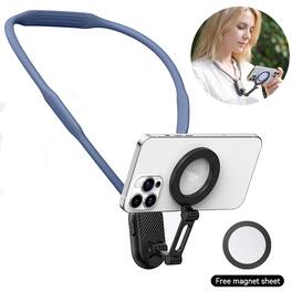 Dteck - Magnetic Neck Mount for Phones Hands Free Wearable POV Vlog Smartphone Video Recording Holder - Blue