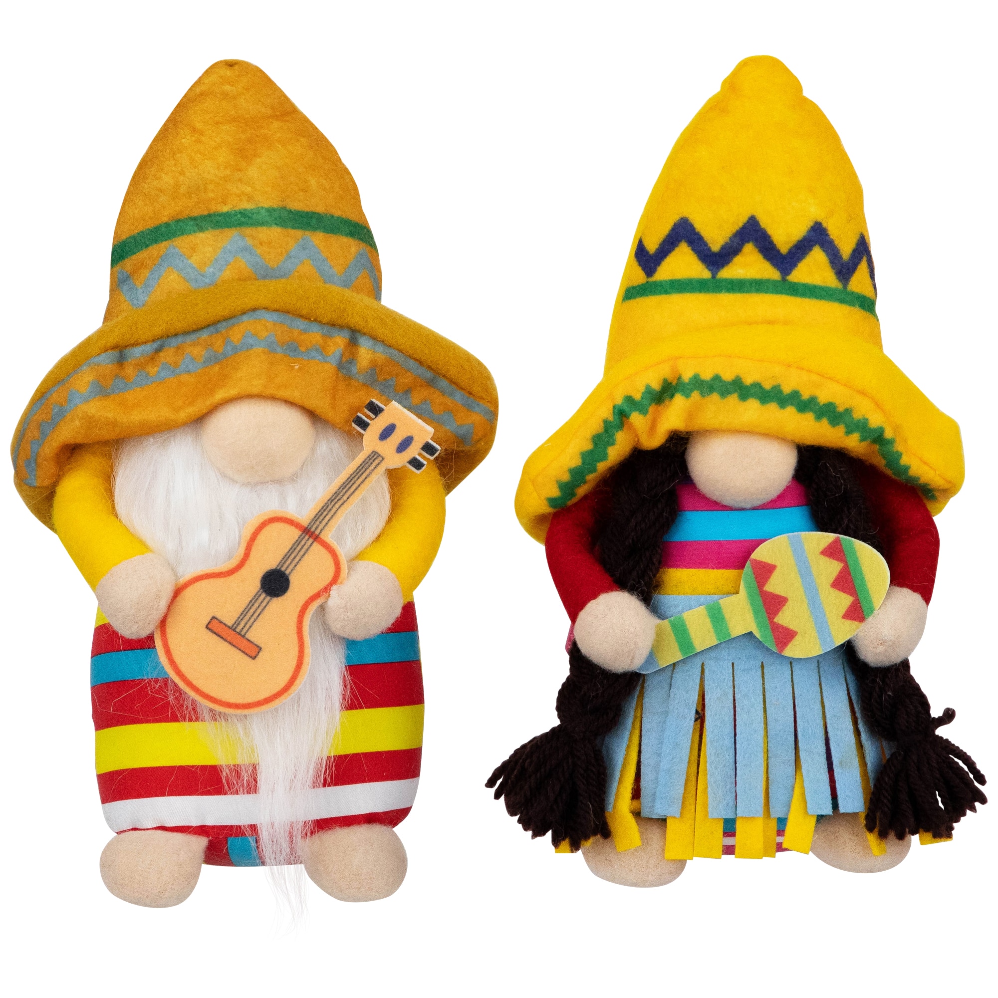 Northlight - Cinco de Mayo Mariachi Gnomes with Guitar and Maraca - 8.5" - Set of 2 - Multi