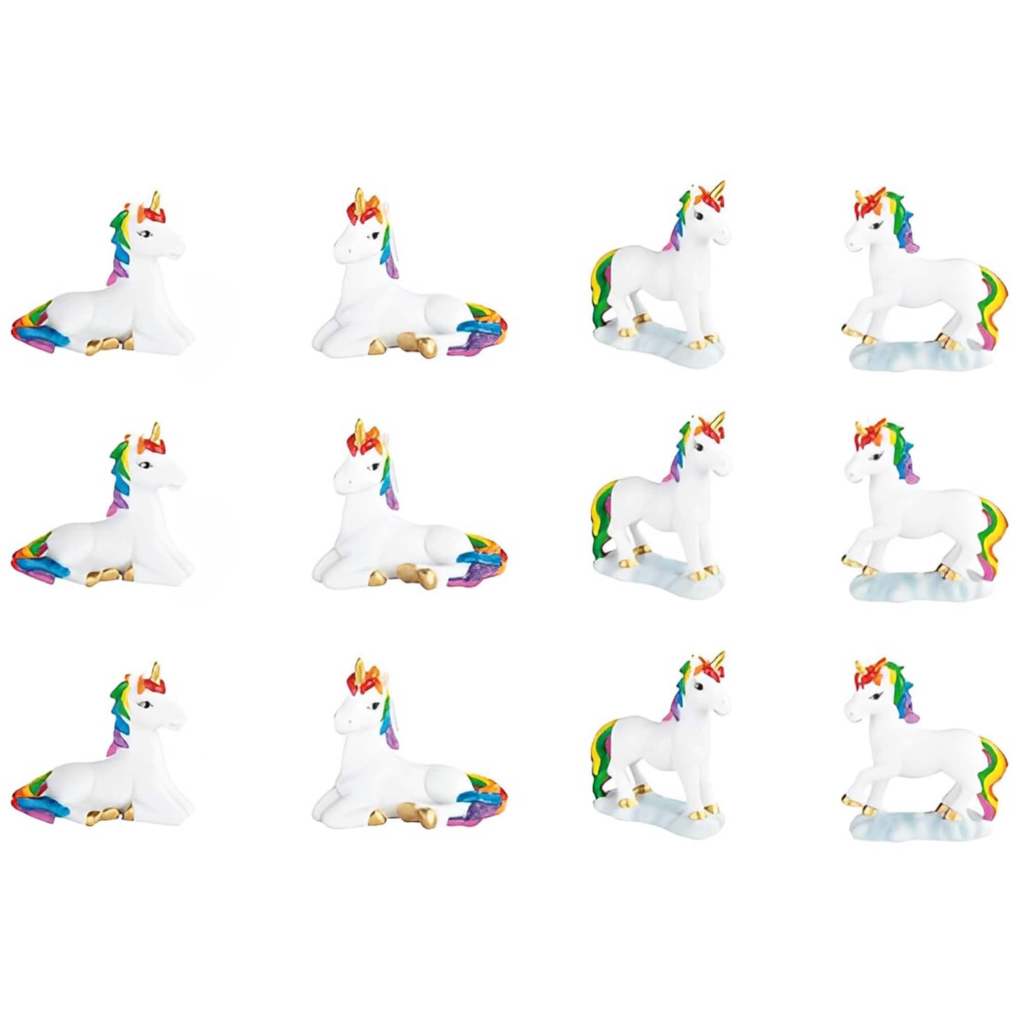 FC Design - 12-PC Cute Unicorn 2"H Mini Unicorn Figurine Set Office Desk Tabletop Home Decor Gift - Multi-Color