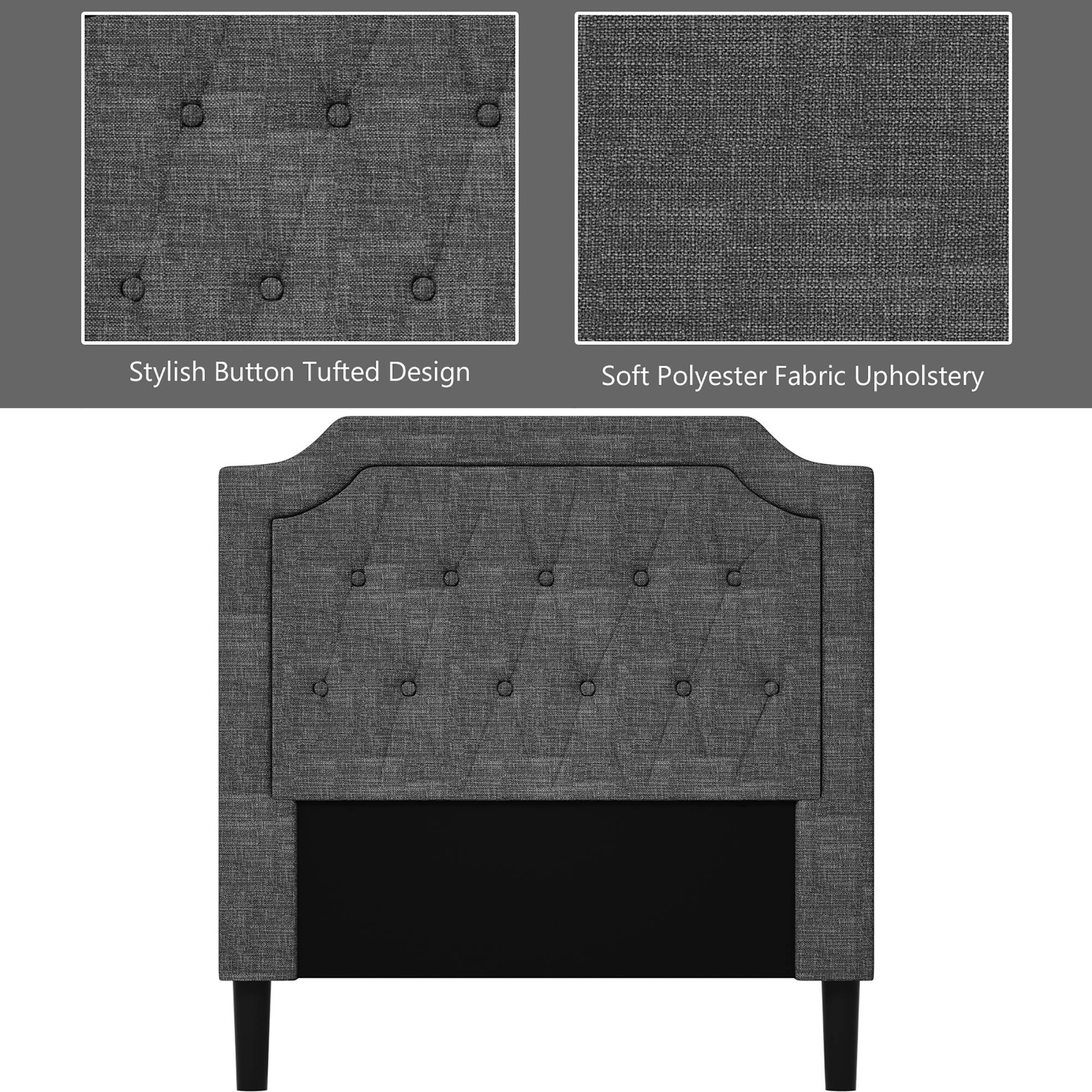 Stylish Button Tufted Design, Soft Polyester Fabric Upholstery