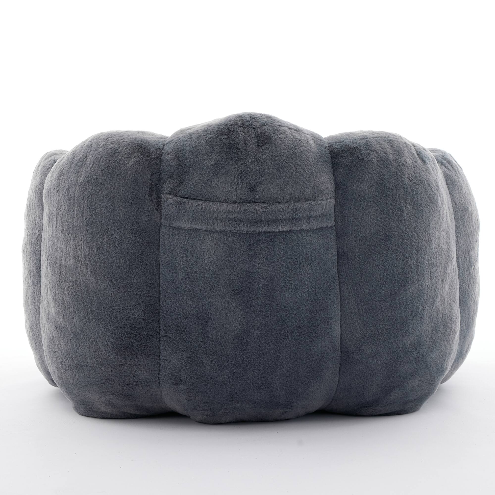 Alt View 2. GOODSILO - Lotus Style Compression Sofa Bean Bag Chair with Pull Ring for Easy Mobility and No Assembly Required - Gray.