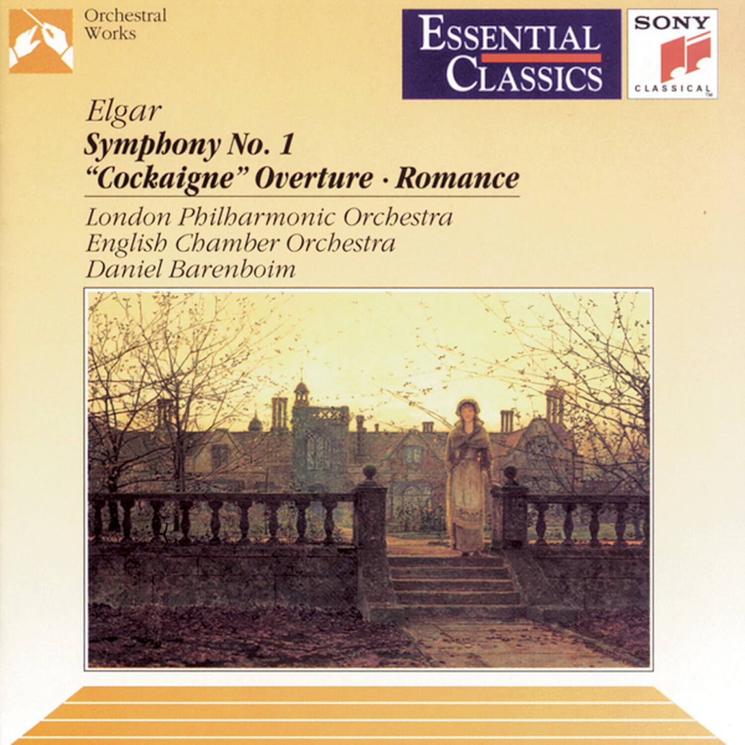 Orchestral Works

Elgar  
Symphony No. 1  
"Cockaigne" Overture - Romance

London Philharmonic Orchestra  
English Chamber Orchestra  
Daniel Barenboim

Essential Classics  
SONY Classical