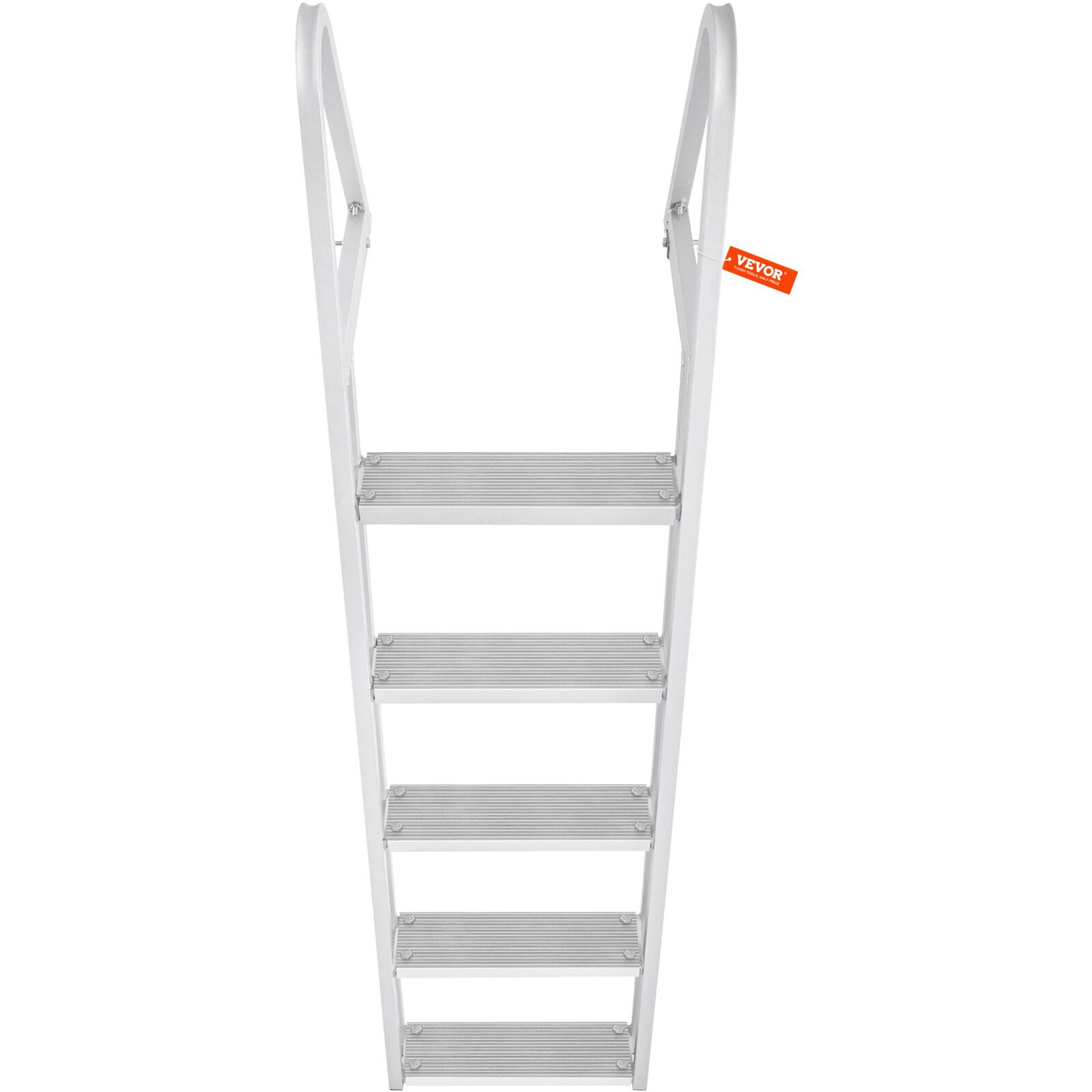 Alt View 5. VEVOR - Removable Dock Ladder 5 Steps, 350 lbs Load Capacity, Pontoon Boat Ladder with 4'' Wide Step & Nonslip Design for Ship - Silver.