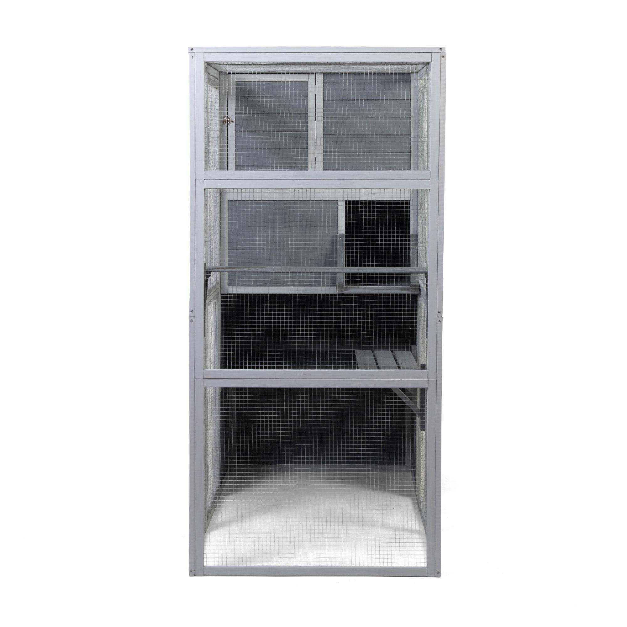 Alt View 7. Pefilos - 76" Outdoor Cat House Kitty Catio Enclosure, Indoor Wood Cat Cage Condo Playpen with Platforms.