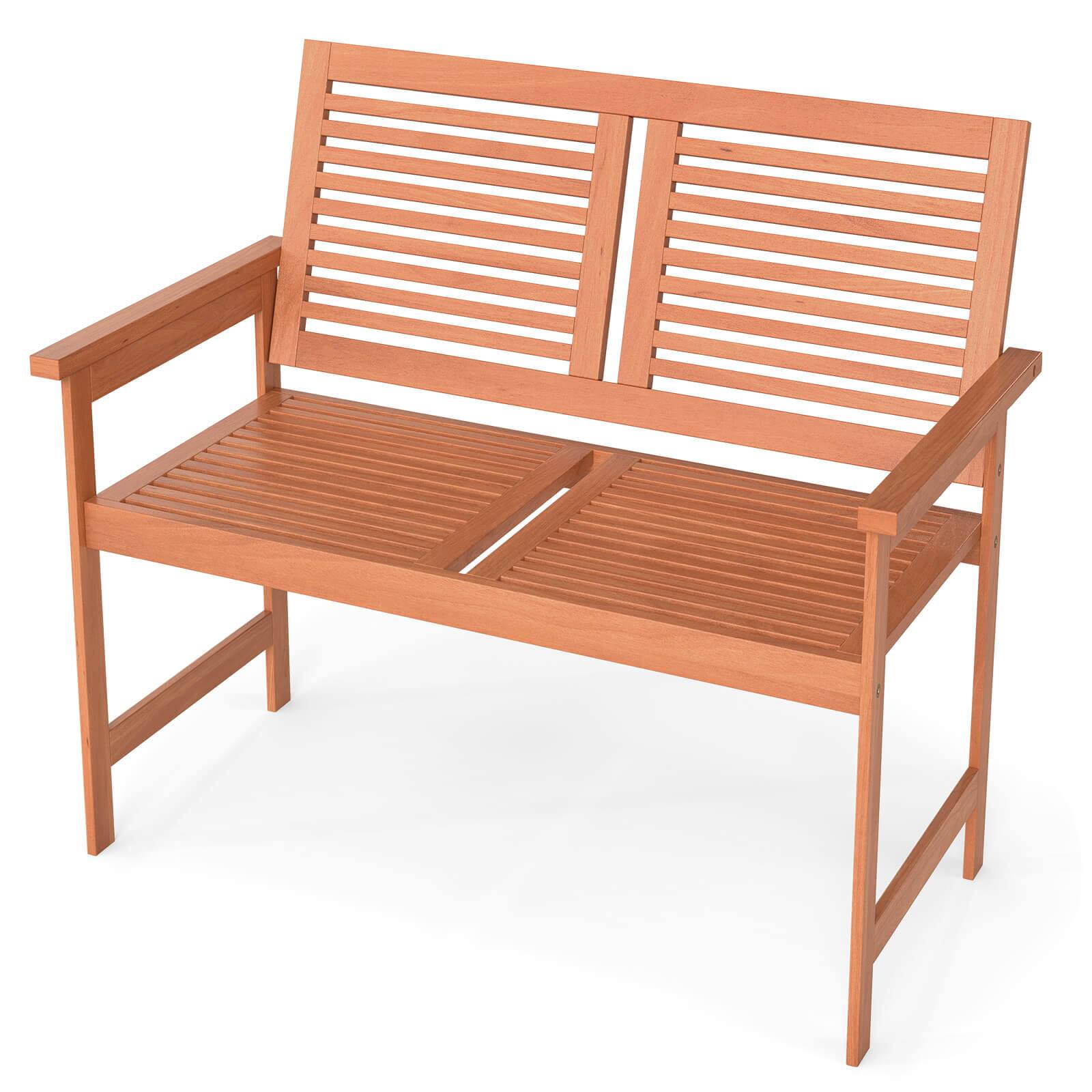 Front. Costway - Costway 2-Person Patio Bench with Slatted Backrest and Seat Garden Loveseat Chair Furniture - Orange.