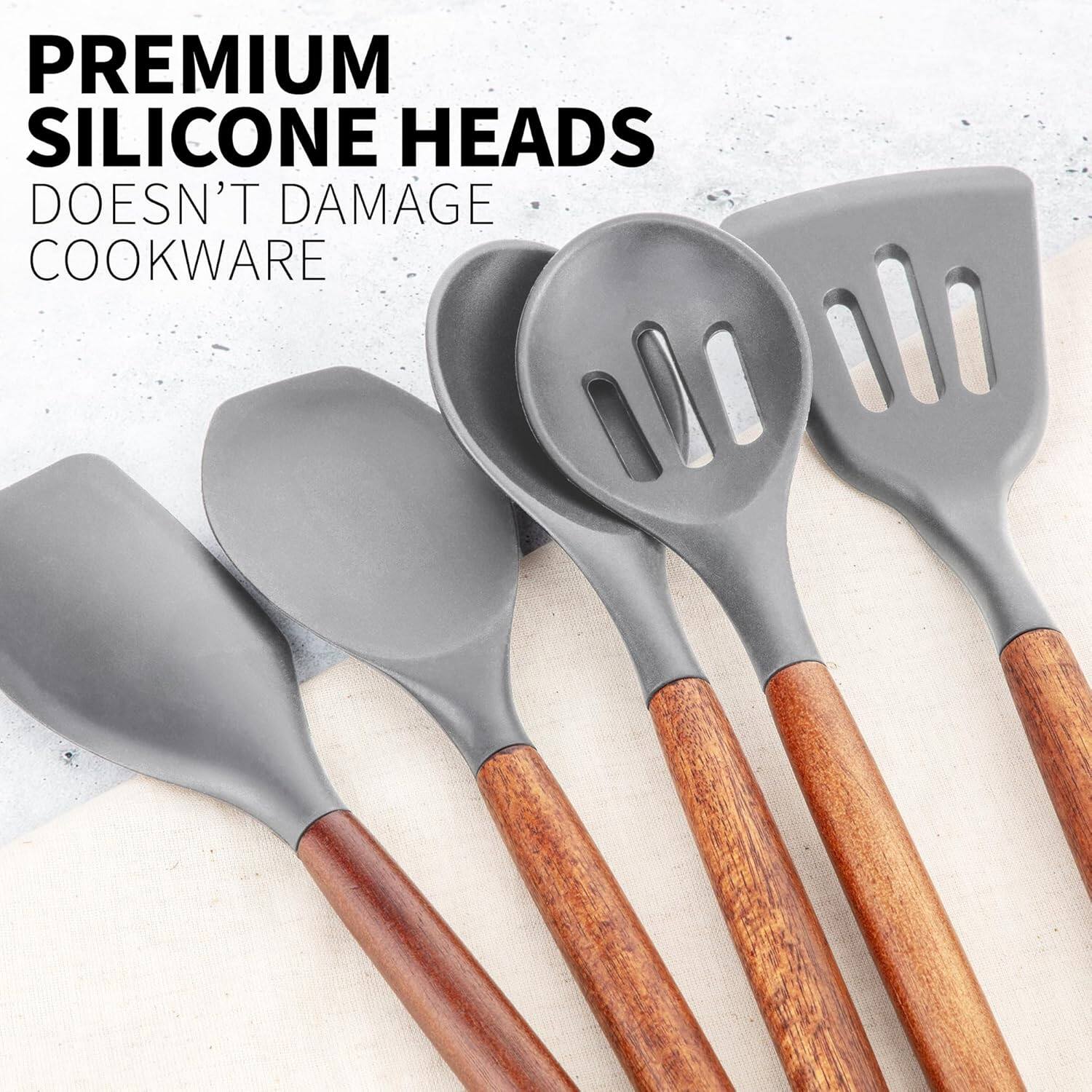 PREMIUM SILICONE HEADS  
DOESN'T DAMAGE COOKWARE