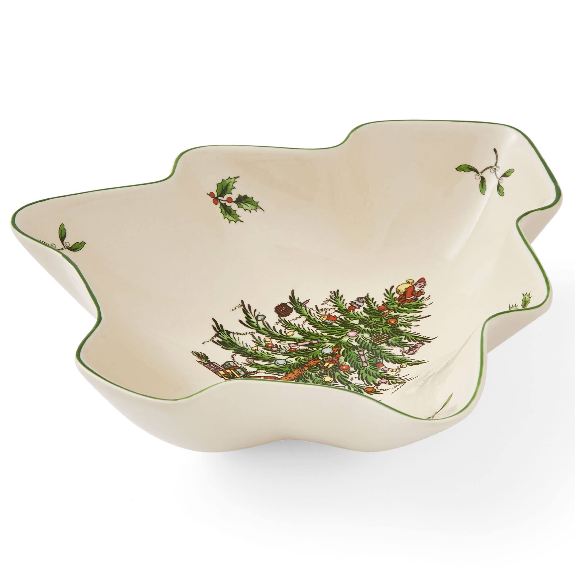 Front. Spode - Spode Christmas Tree 9 Inch Serving Dish - Multicolor - Multicolored.