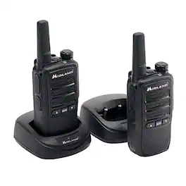 Midland - BR10X2 Walkie Talkies – Heavy-Duty 2-Watt Radios for Work Sites – Long Range, 2-Pack - Black