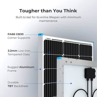 Renogy 16BB N type 200 Watt 24V zonnepaneel, 25% hoge Renogy 16BB N type 200 Watt 24V zonnepaneel, 25% hoge