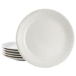Elama - Hansel 6 Piece Stoneware Dinner Plate Set, Service for 6 - White