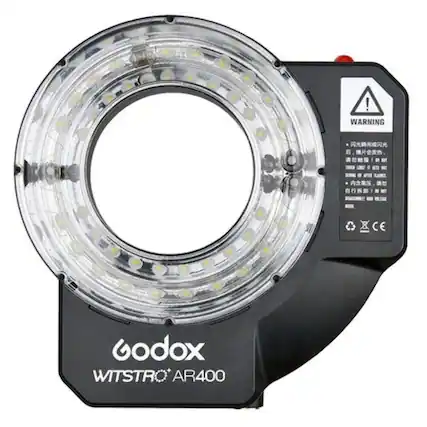 Godox
WITSTRO AR400
WARNING
- Do not look directly at the light source.
- Do not touch the light source.
- Do not use the product if it is damaged.
- Do not disassemble the product.
- Do not use the product in wet conditions.
CE
