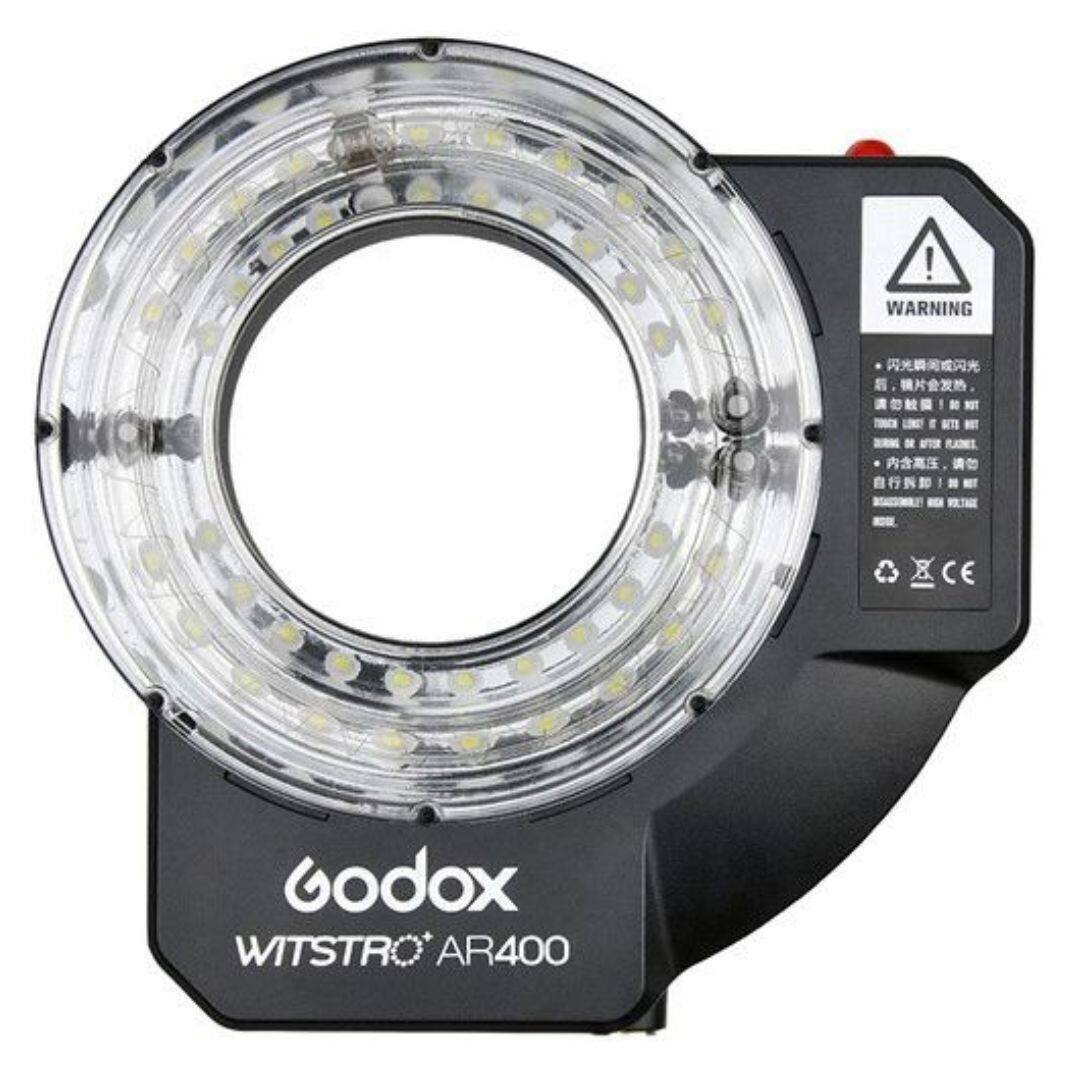 Godox  
WITSTRO AR400  

WARNING  
- Do not look directly at the light source.  
- Do not touch the light source.  
- Do not use the product if it is damaged.  
- Do not disassemble the product.  
- Do not use the product in wet conditions.  

CE