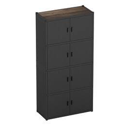 Fleximounts - 5-Shelf Heavy-Duty Garage Storage Cabinet Tower with Side Pegboards, 35"W x 71.1"H x 15.7"D - Black