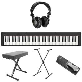 Casio - CDP-S160 88-Key Compact Piano Keyboard with Touch Response, Black, Bundle with H&A Studio Headphones, Stand,