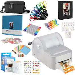 HP - Panorama Instant Label Printer & Photo Printer Craft Bundle - Gray