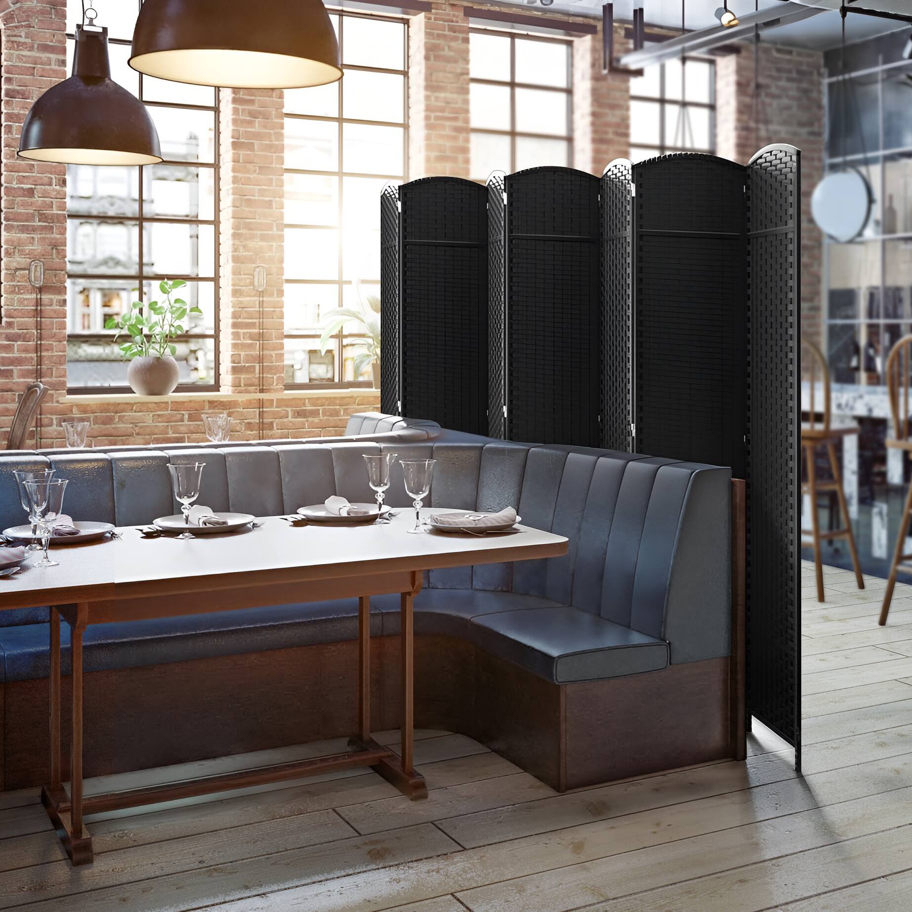 Alt View 6. Sorbus - Sorbus Extra Wide Double Hinged 7-Panels Partition Room Dividers, Black - Black.
