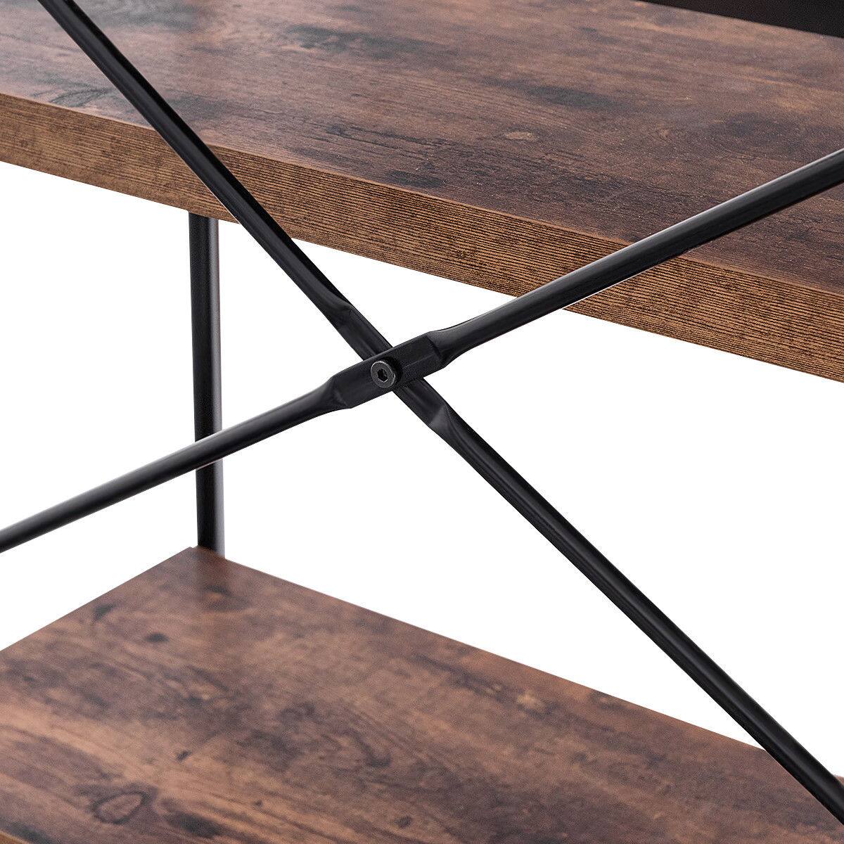 Alt View 16. Costway - 5-Tier Bookshelf, Industrial Etagere Bookcase, Rustic Display Shelf Organizer - Black + Brown.