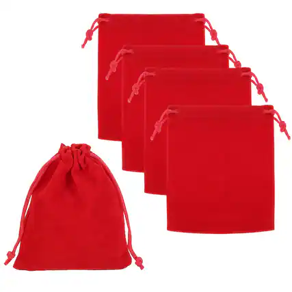 Front. Unique Bargains - Bluetooth Headphone Bag, 5pcs 4.72x3.54 Inch Travel Headset Carrying Storage Pouch Drawstring for Over-Ear Headphones - Red.