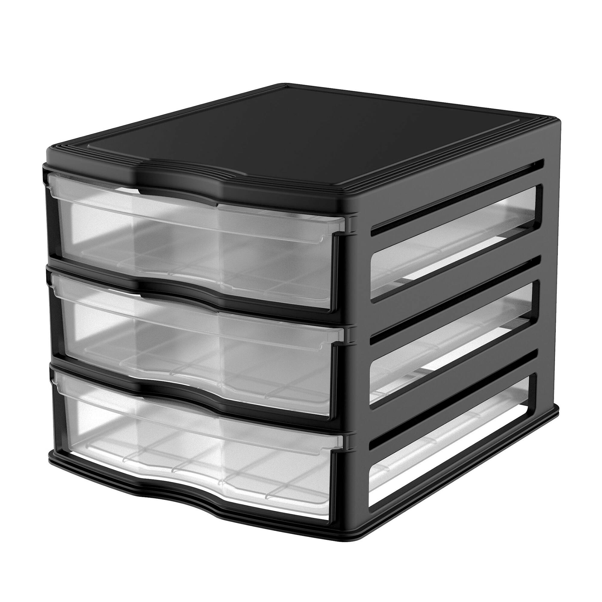 Alt View 1. Life Story - Life Story 3 Drawer Stackable Shelf Organizer Storage Drawers, Black (3 Pack).