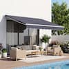 Front. VEVOR - Manual Retractable Awning, 8.2' x 6.6' Outdoor Patio Awning Retractable Sun Shade, Patio Door Window Water-Resistant - Dark Gray.