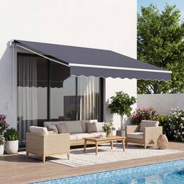 VEVOR - Manual Retractable Awning, 8.2' x 6.6' Outdoor Patio Awning Retractable Sun Shade, Patio Door Window Water-Resistant - Dark Gray
