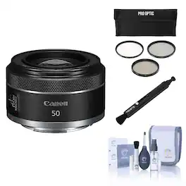 Bundle - Canon - RF 50mm f/1.8 STM Lens with Filter Kit, Lens Cleaner, Cleaning Kit