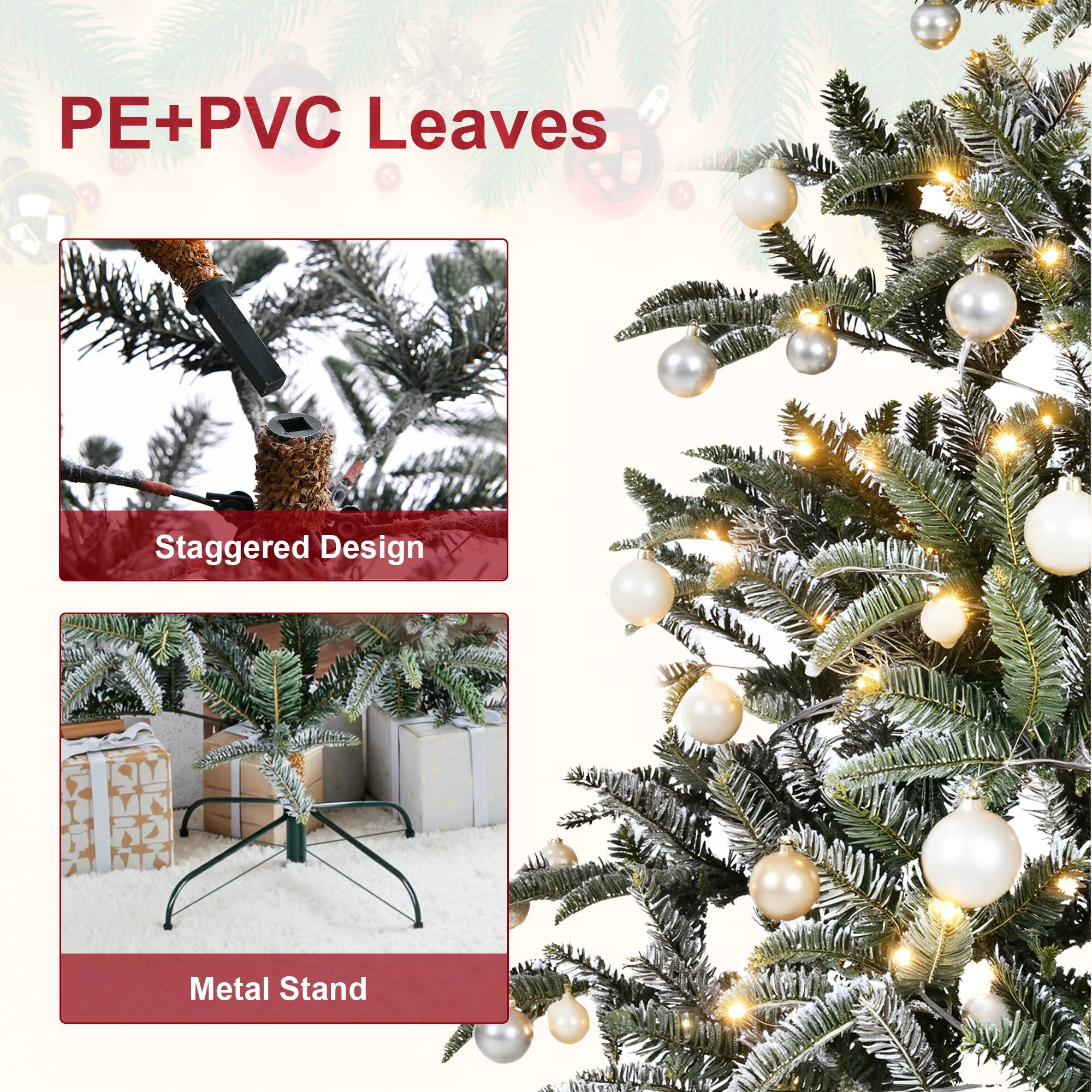 PE+PVC Leaves

Staggered Design

Metal Stand