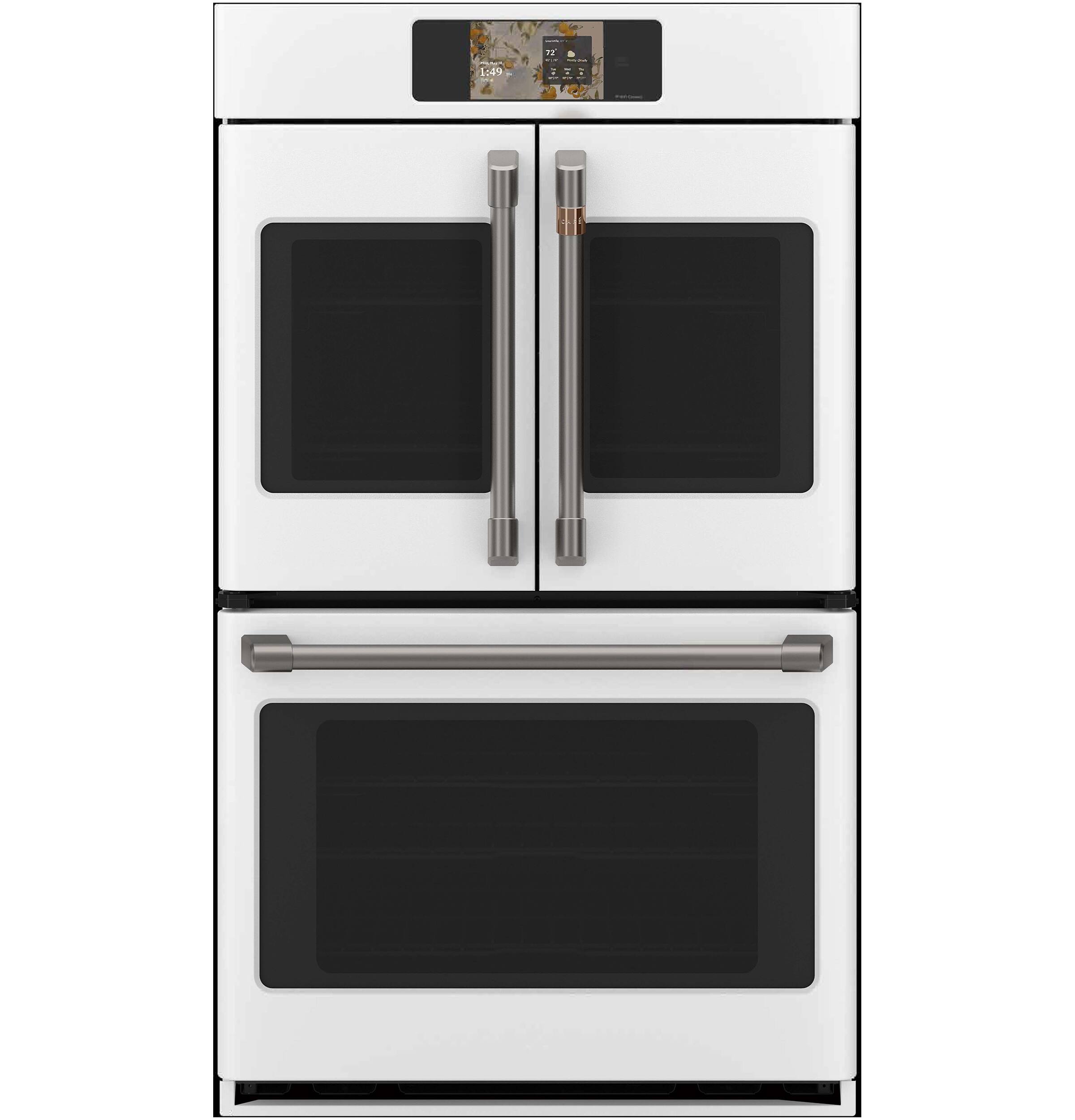 Alt View 19. Café - 30" Smart Built-In Double Electric Convection French Door Wall Oven with No Preheat Air Fry - Matte White.