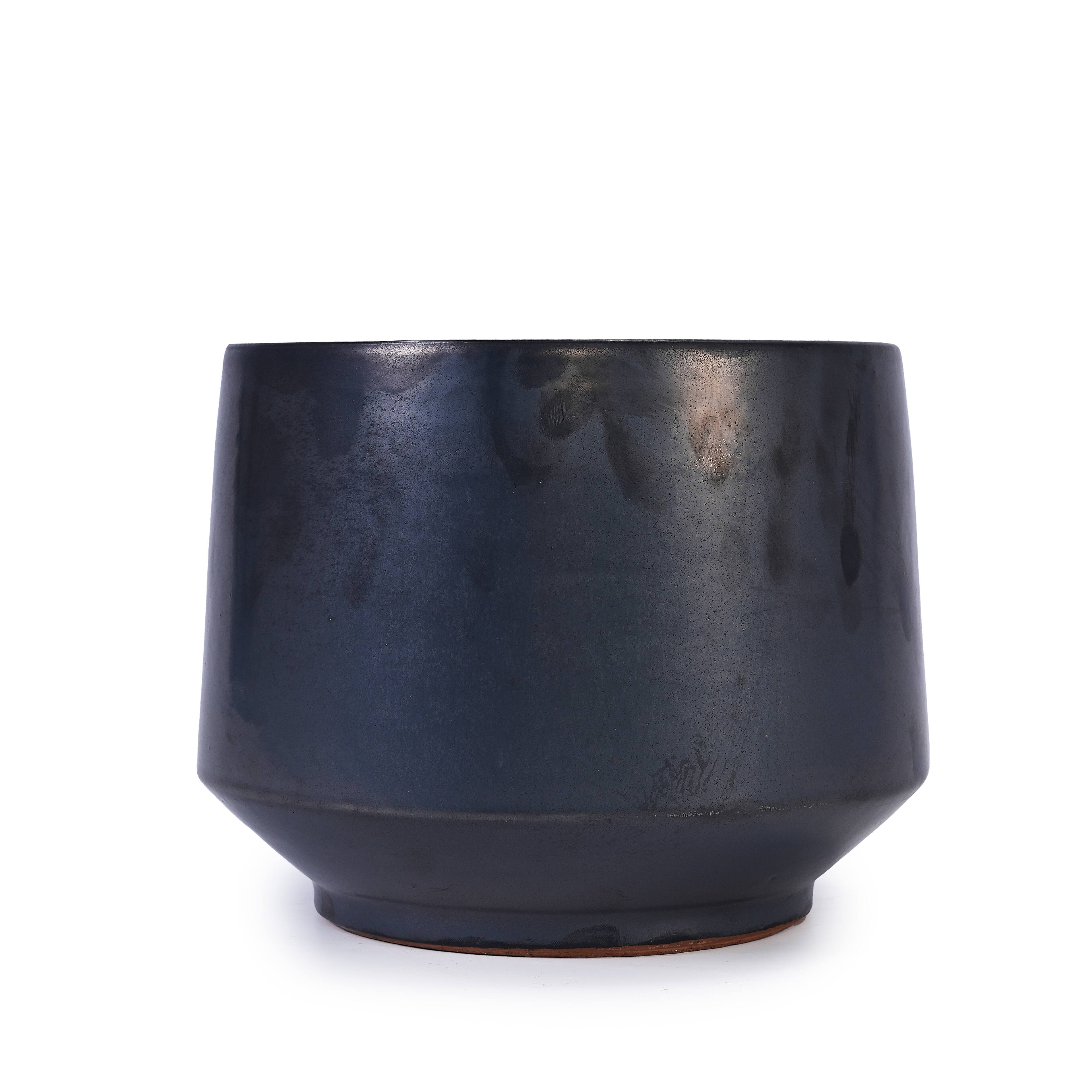Alt View 4. Loheer - Loheer Ceramic Planter Set, Handmade Black Matte Glazed Planters, Set of 3 Textured Clay Pots for Indoor Outdoor Plants.