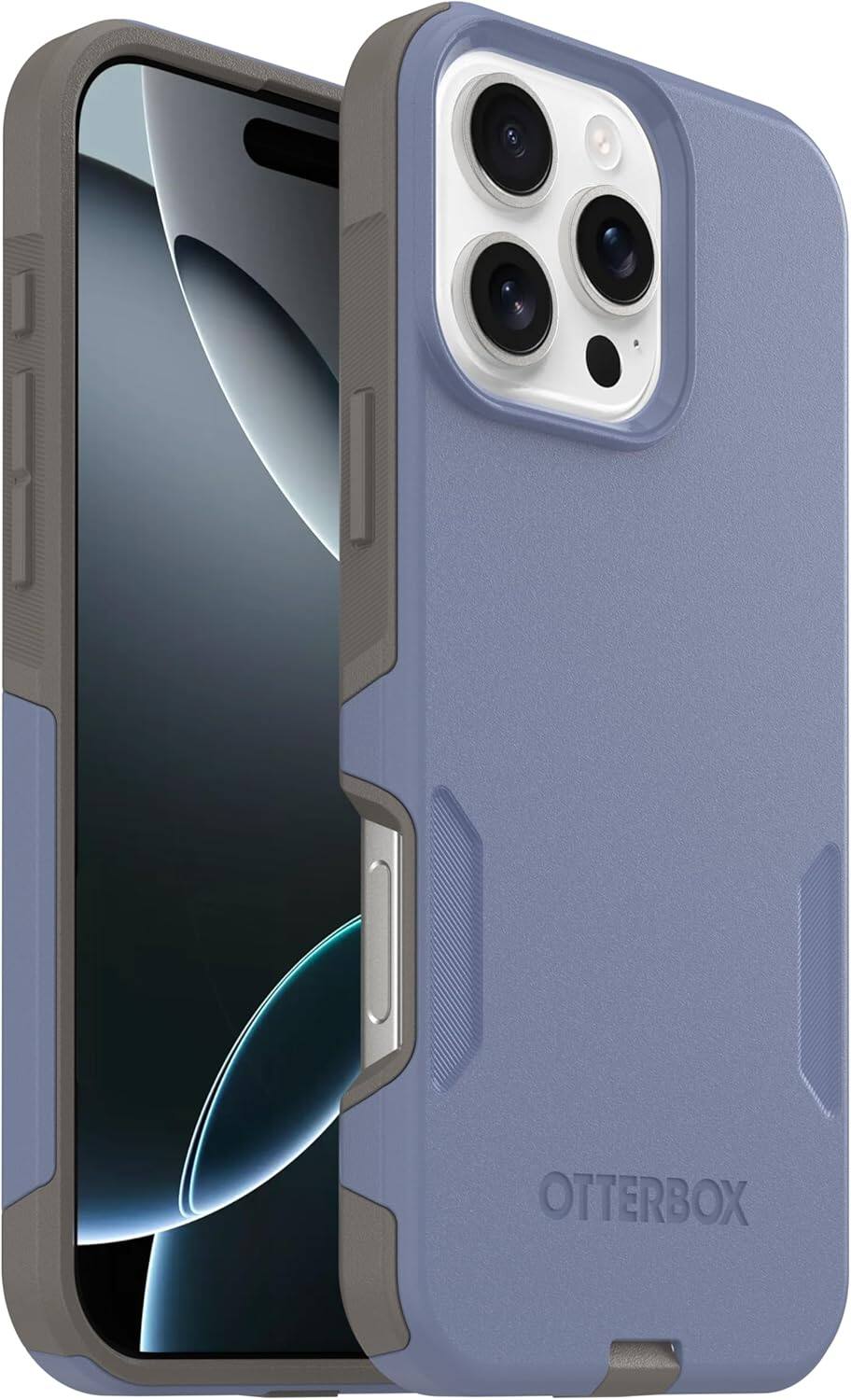Front. OtterBox - OtterBox - Commuter Series Hard Shell for MagSafe for Apple iPhone 16 Pro Max - Spiced Orchid (Blue & Grey).
