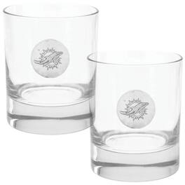 Wendell August Forge - Miami Dolphins Two-Piece 11oz. Rocks Glass Set - Multicolor