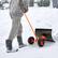 Left. Costway - 29" Snow Shovel Heavy-Duty Metal Adjustable Angle & Height Snow Clear with Wheels - Black + Orange.