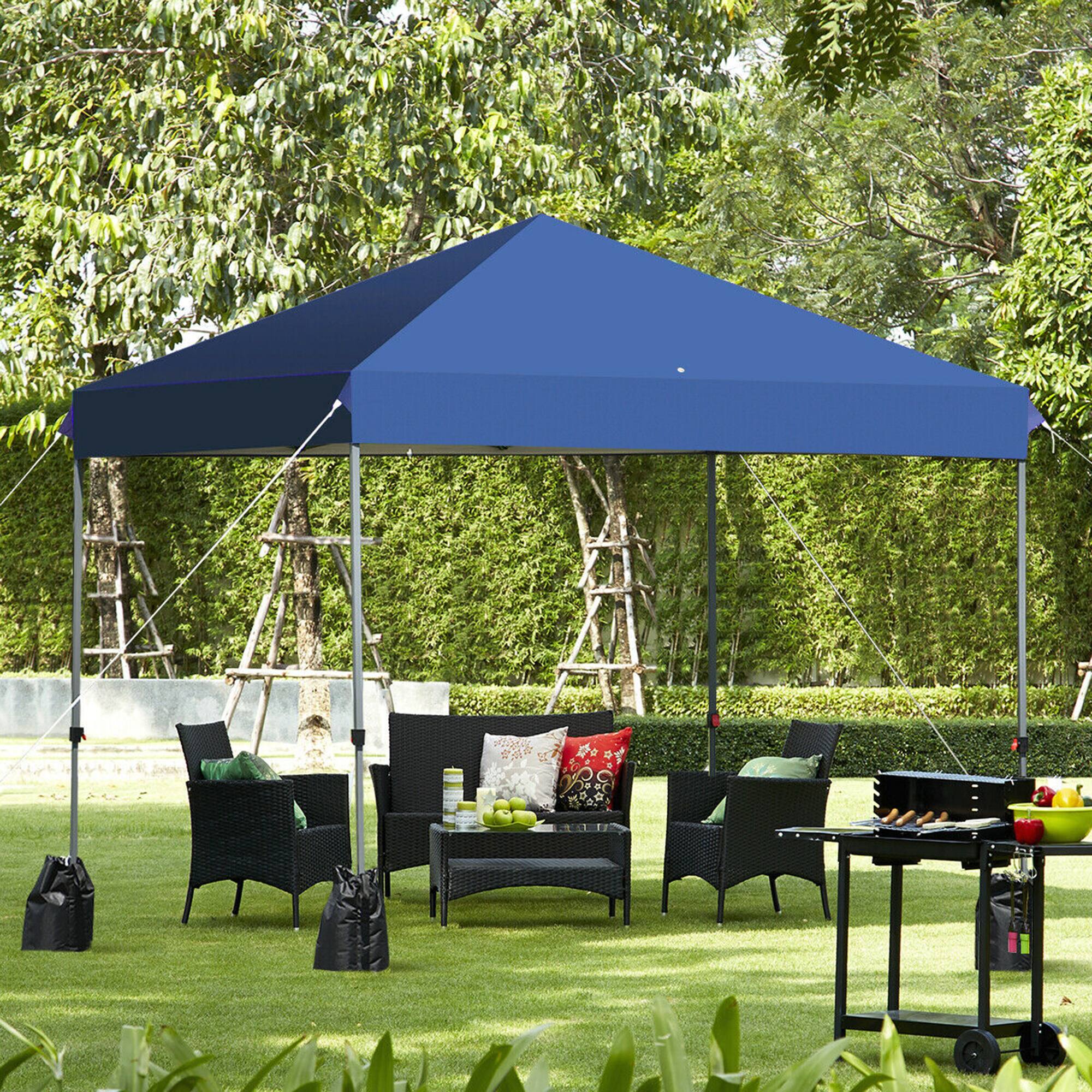 Alt View 3. Gymax - Gymax 8x8 FT Pop up Canopy Tent Shelter Wheeled Carry Bag 4 Canopy Sand Bag Blue - Blue.