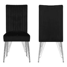 New Classic Furniture - Ava Wood Upholstered Dining Chair in Black (Set of 2) - Black/Silver