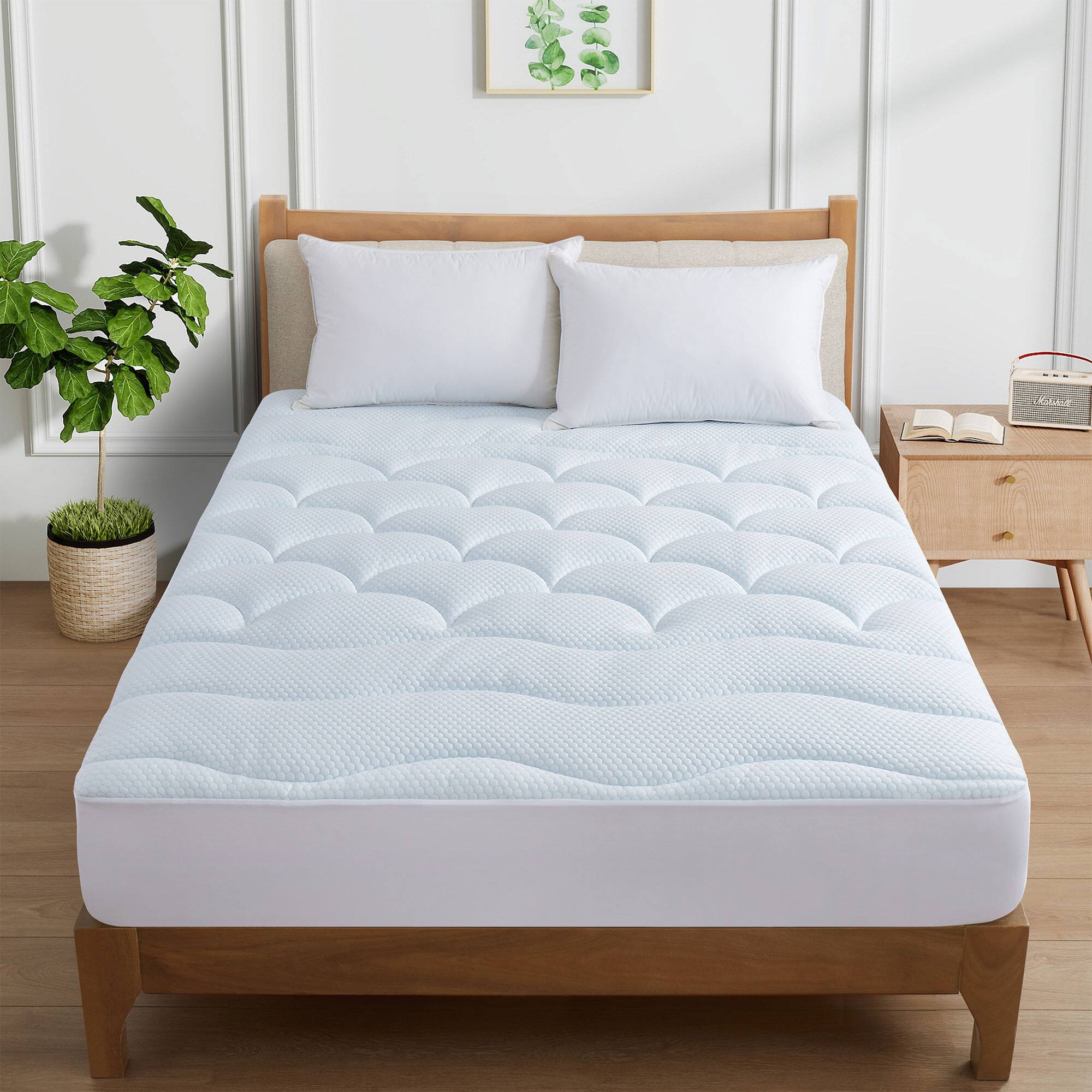 Front. Peace Nest - Peace Nest Cooling Waterproof Quilted Mattress Pad with Breathable Air-Layer Fabric, Queen - White.