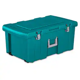 Sterilite - Wheeled Footlocker, Plastic Utility Lockable Storage Container - Teal